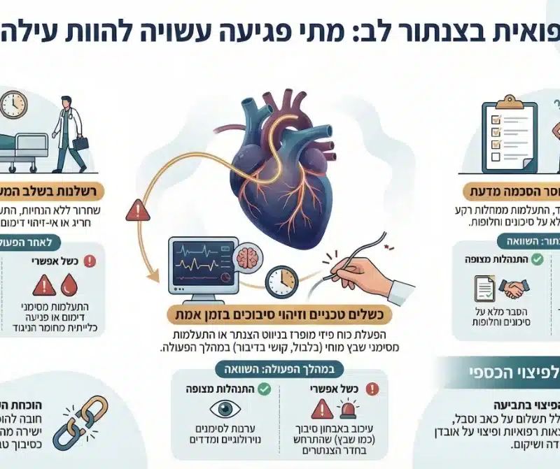אינפוגרפיקה על רשלנות רפואית בצנתור לבבי