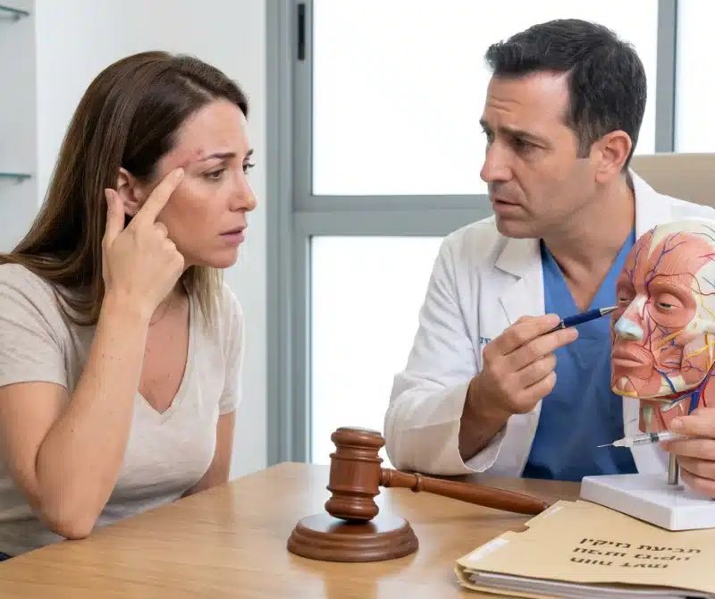 רופא מסביר למטופלת על תוצאות ההזרקות